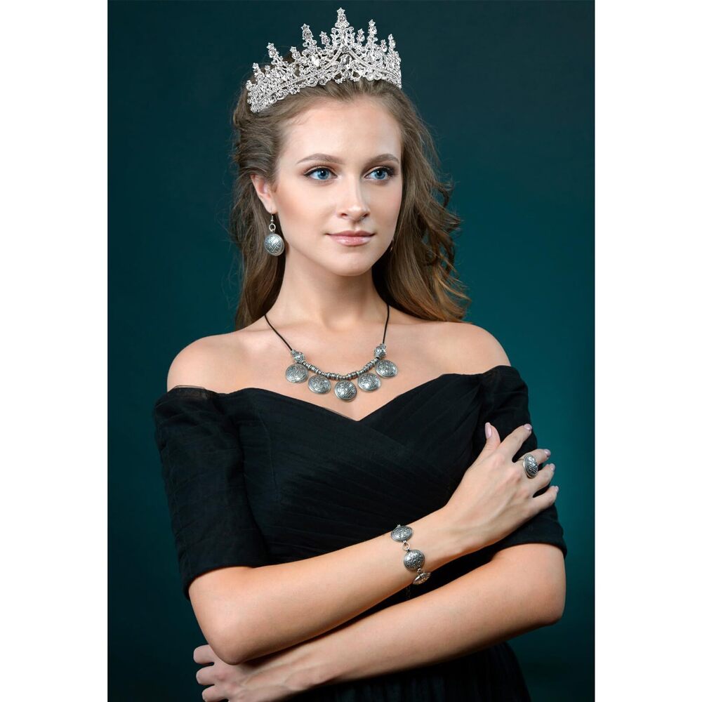 8274 Birthday Queen Tiara Crowns Girls Silver Crystal Birthday Queen - Picture 7 of 7